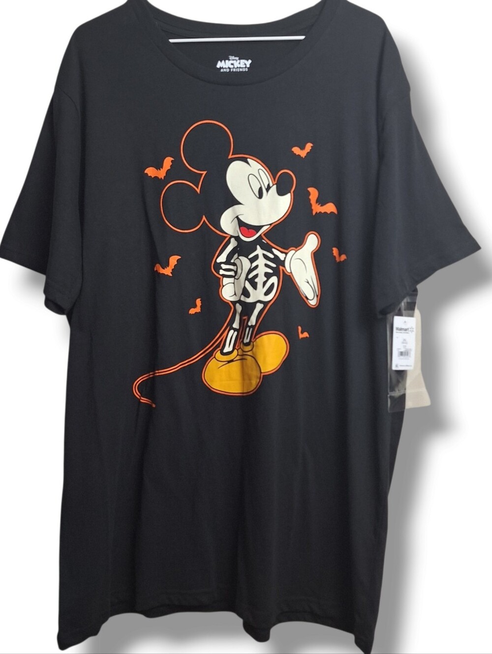 Disney Mickey Mouse And Friends 2XL Shirt Skeleton Bats Graphic Tee Black New